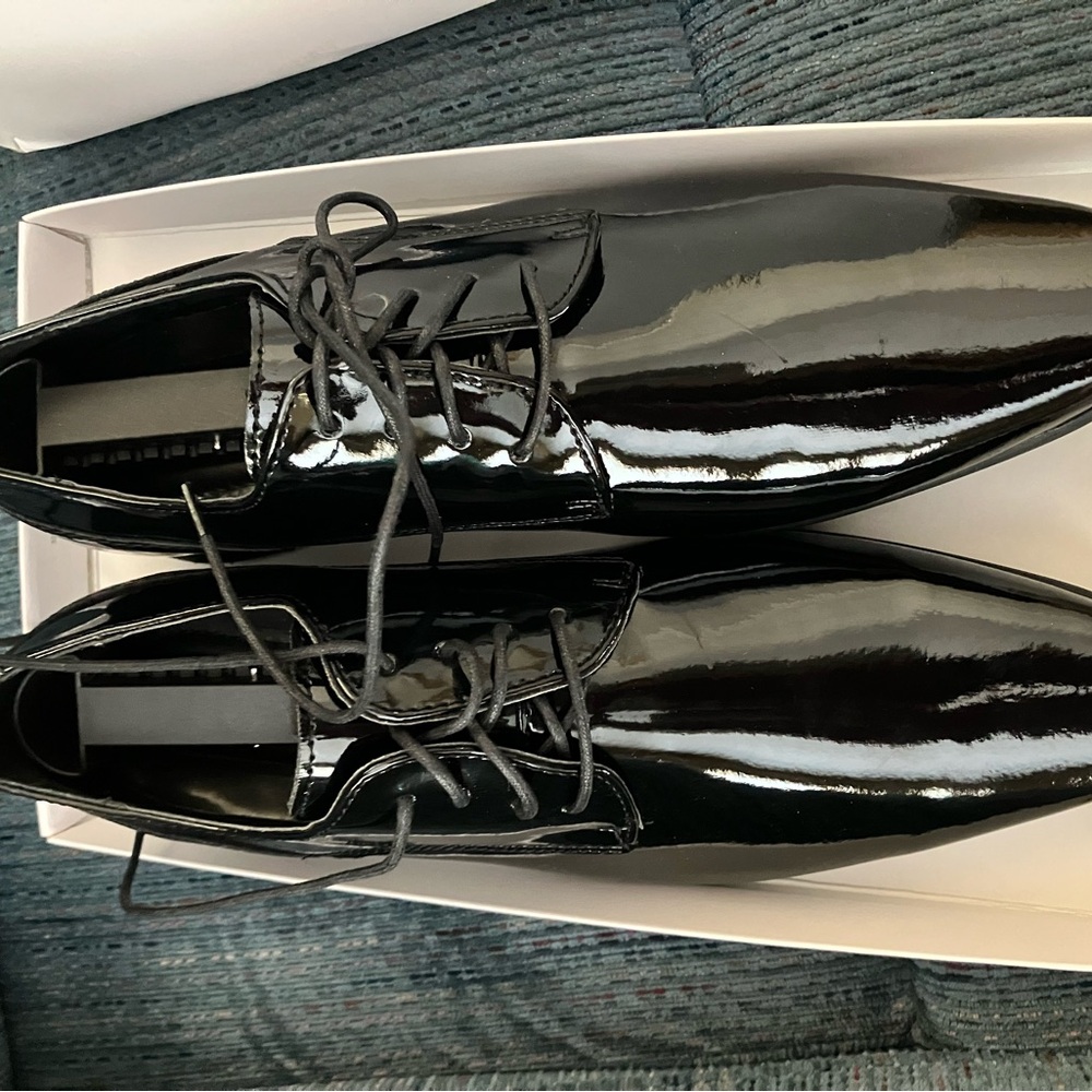 Calvin Klein Black Oxford Shoes Sleek Patent Leather